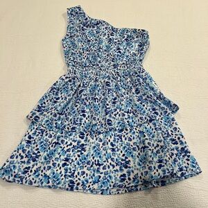 Blue and White Asymmetrical Cut Out Sundress